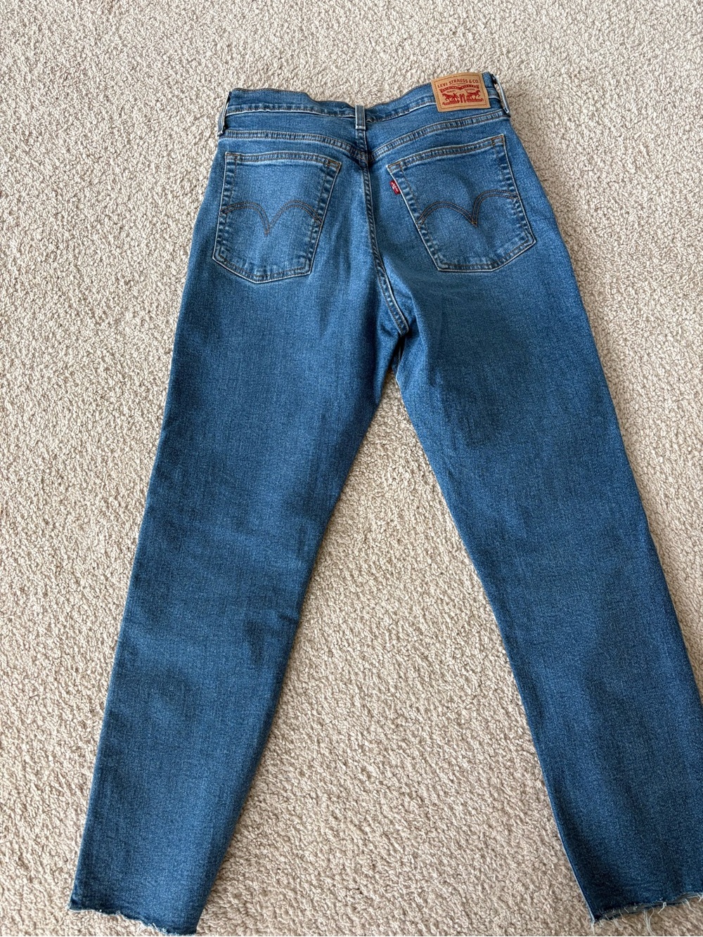 Levi's Wedgie Straight Denim in Blue with Brown Stitching
